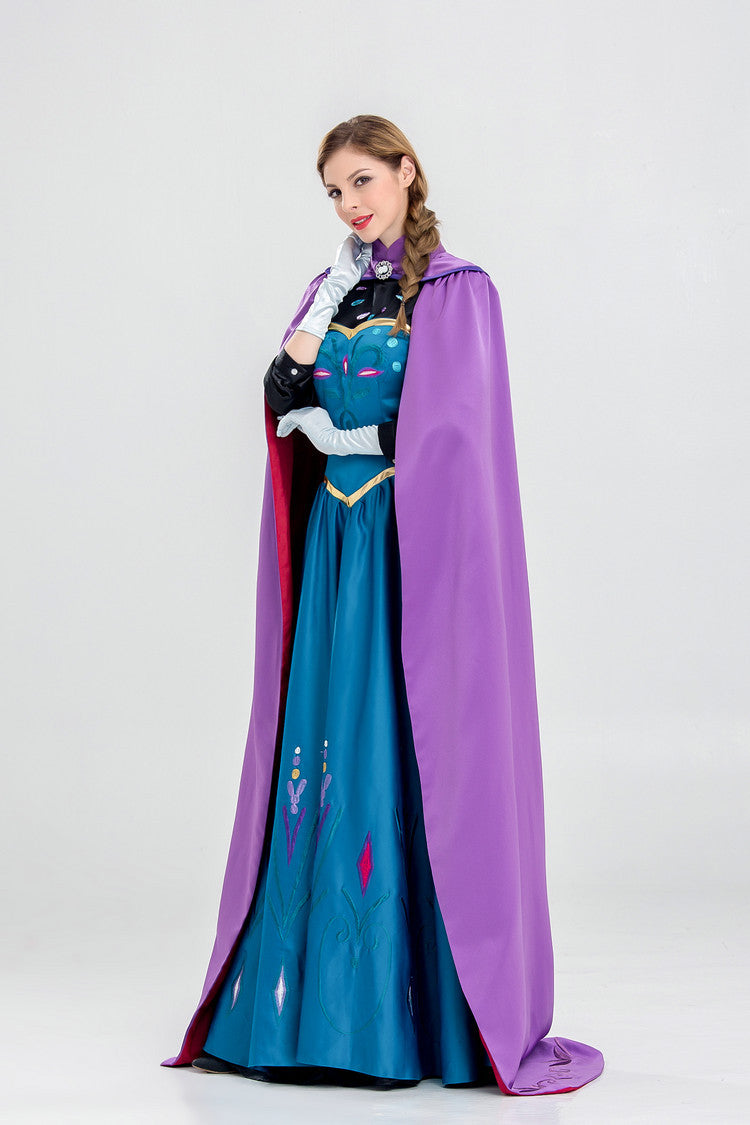 Anna Princess Costume Set - Blue Gown with Purple Cape
