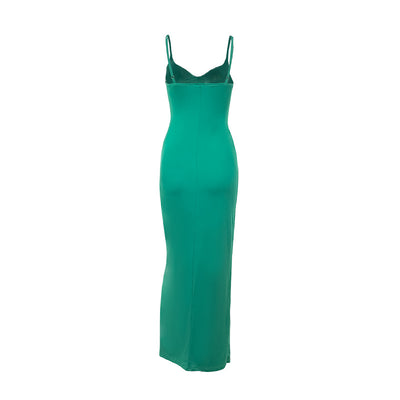 Twist Knot Spaghetti Strap Maxi Dress - Sweetheart Slit Evening Gown