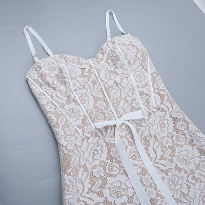 Sweetheart Lace Spaghetti Strap Long Silhouette Maxi Dress