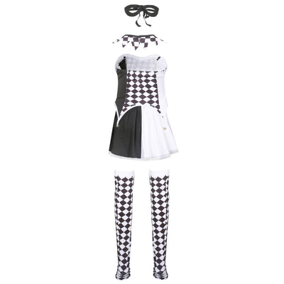 Vampire Clown Costume Halloween Outfit Devil Costume Role Play Checkered Jester Costume