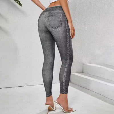 Denim Look Butt-Lifting Leggings - High Waist Full Length Jeggings