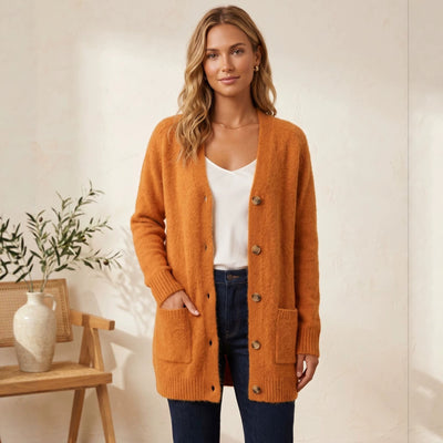 Long Sleeve Knit Cardigan for Women, Loose Oversized Sweater Coat, Thick Cozy Solid Color Button-Up