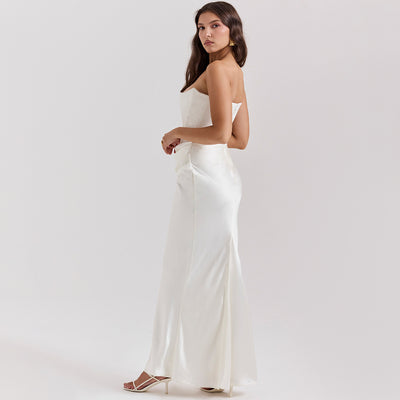 Strapless Ruched Maxi Dress - Sweetheart Evening Gown