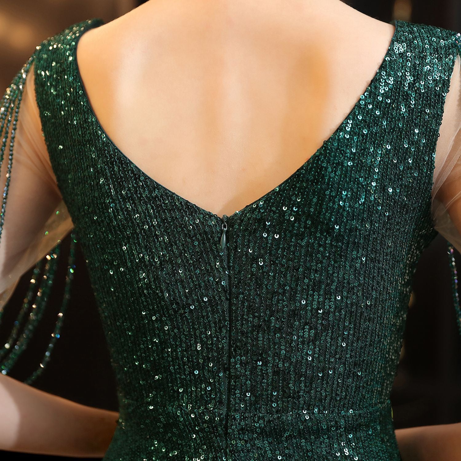 Long O-Neck Prom Dress - Sequin Party Gown