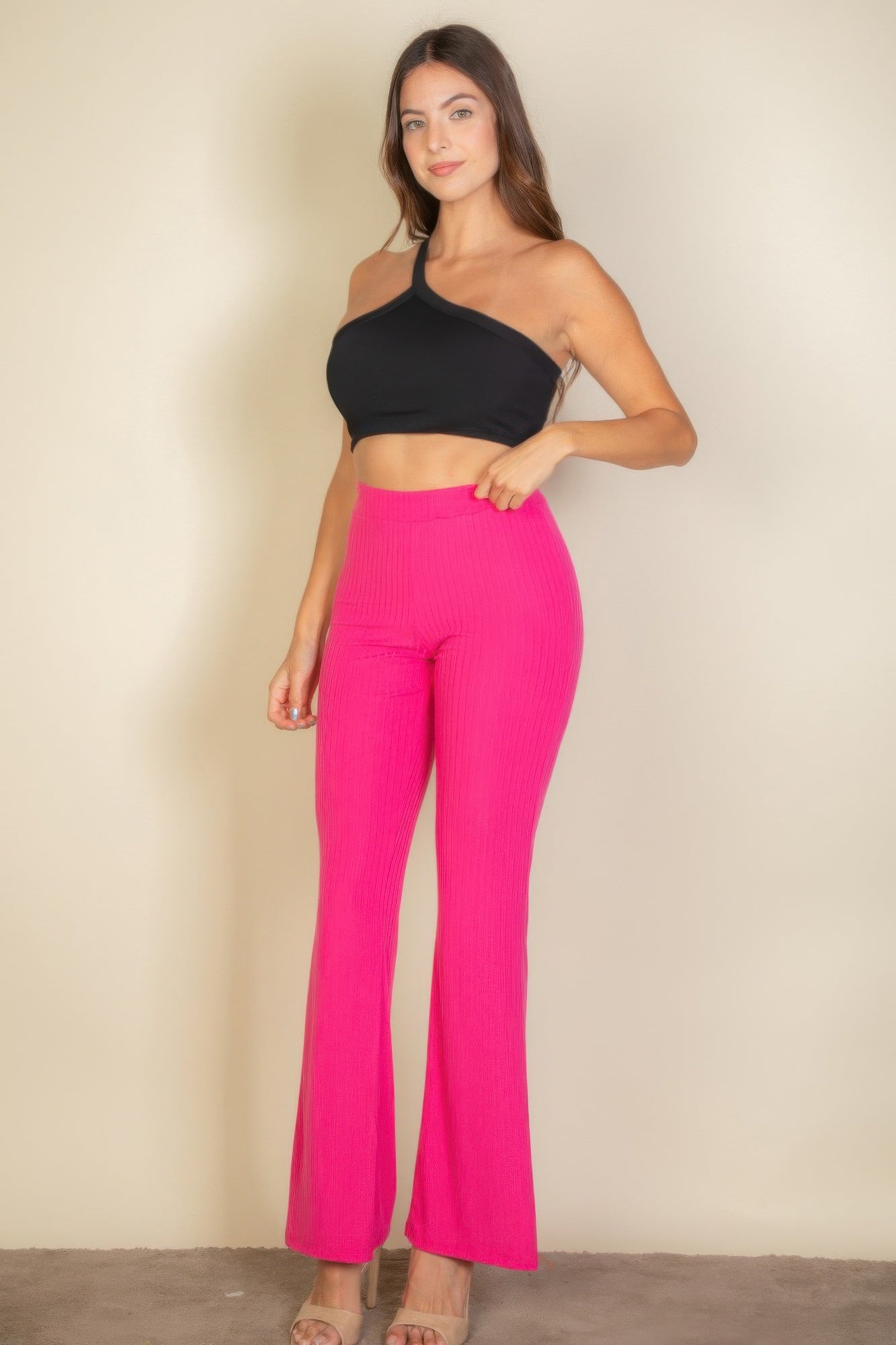One Shoulder Ribbed Cropped Cami Top