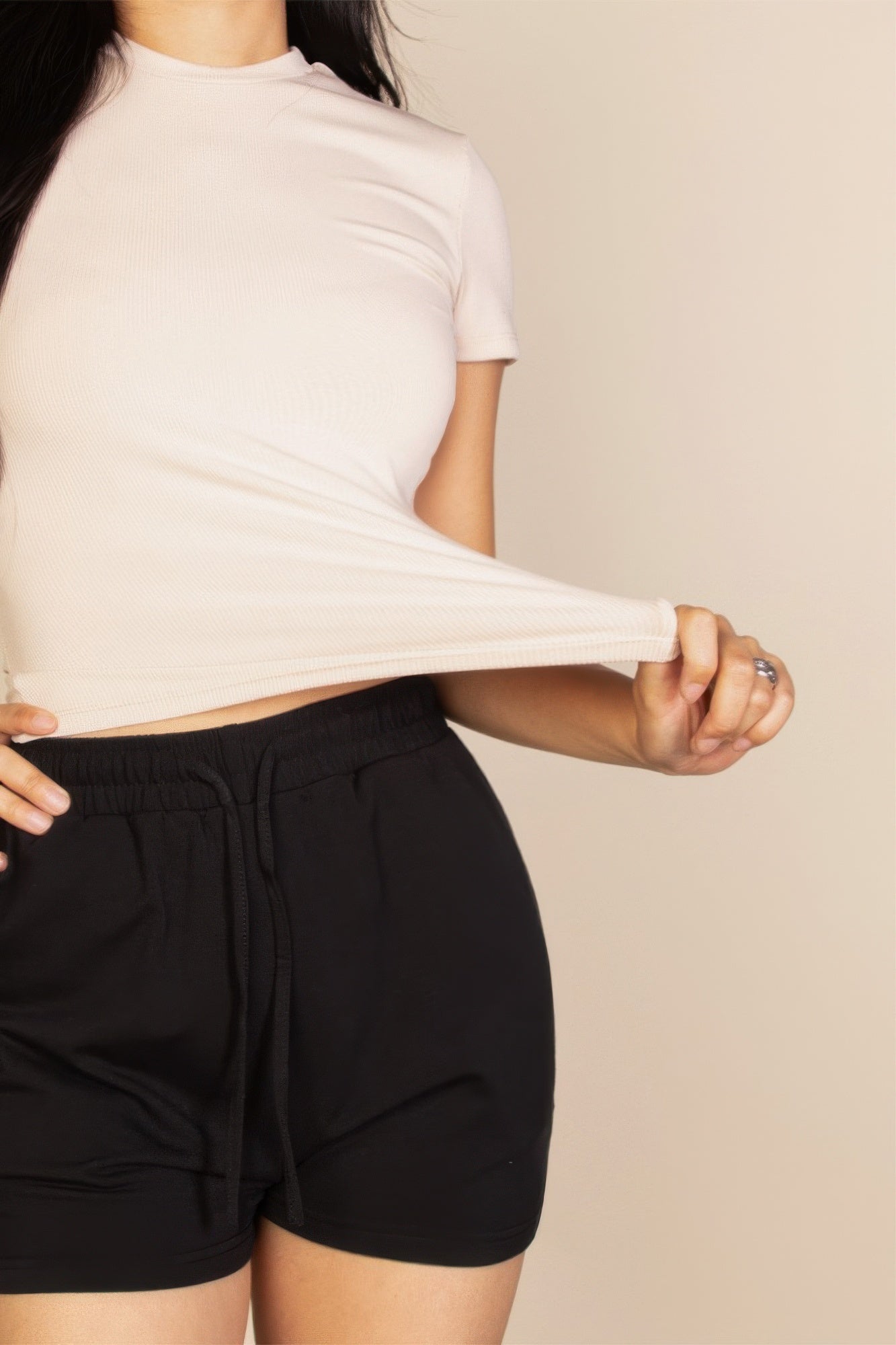 Basic Ribbed Round Neck Short Sleeve Top