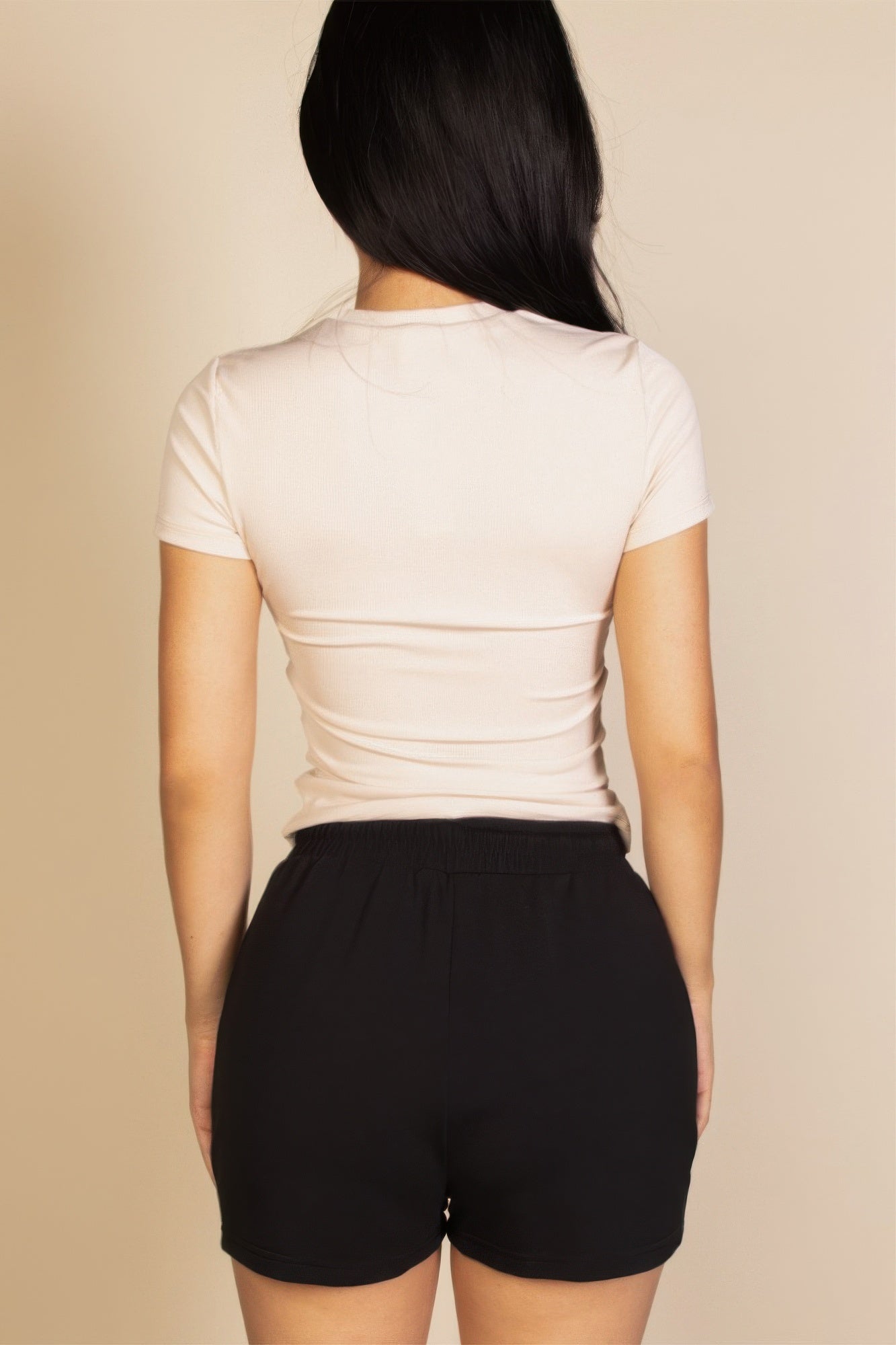Basic Ribbed Round Neck Short Sleeve Top