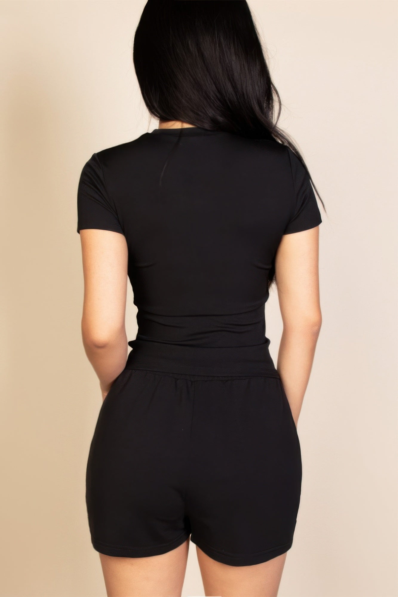 Basic Ribbed Round Neck Short Sleeve Top