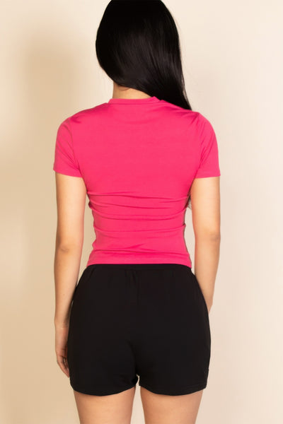 Basic Ribbed Round Neck Short Sleeve Top