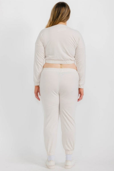 Plus Size French Terry Pullover & Joggers Set - Comfortable Athleisure Set - Fashions Envy