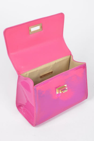 Mirror Metallic Flap Crossbody Bag - Fashions Envy