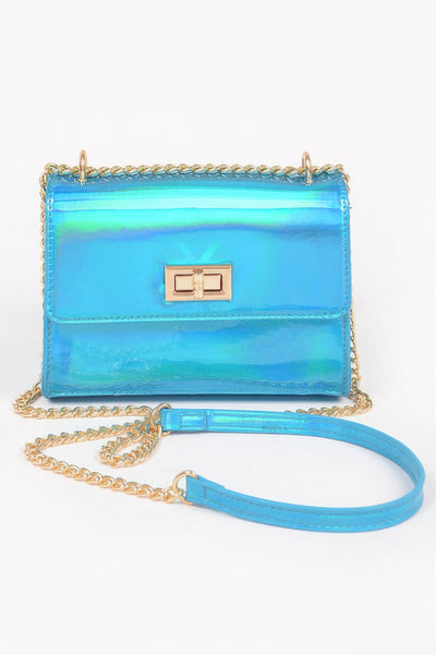 Mirror Metallic Flap Crossbody Bag - Fashions Envy