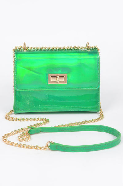 Mirror Metallic Flap Crossbody Bag - Fashions Envy