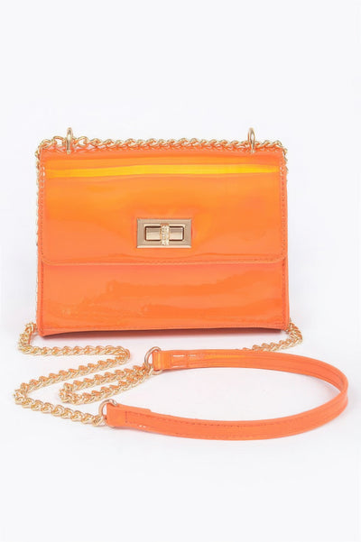 Mirror Metallic Flap Crossbody Bag - Fashions Envy