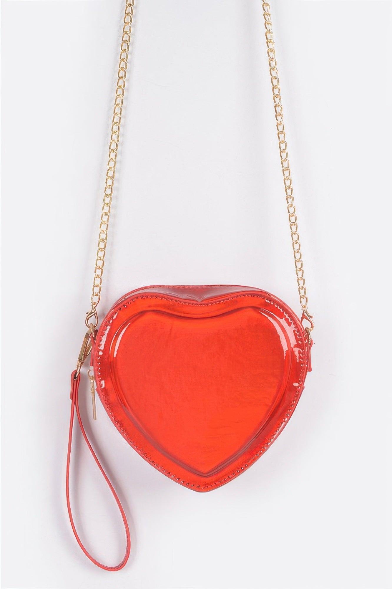 Heart Shape Mirror Metallic Crossbody Bag - Fashions Envy