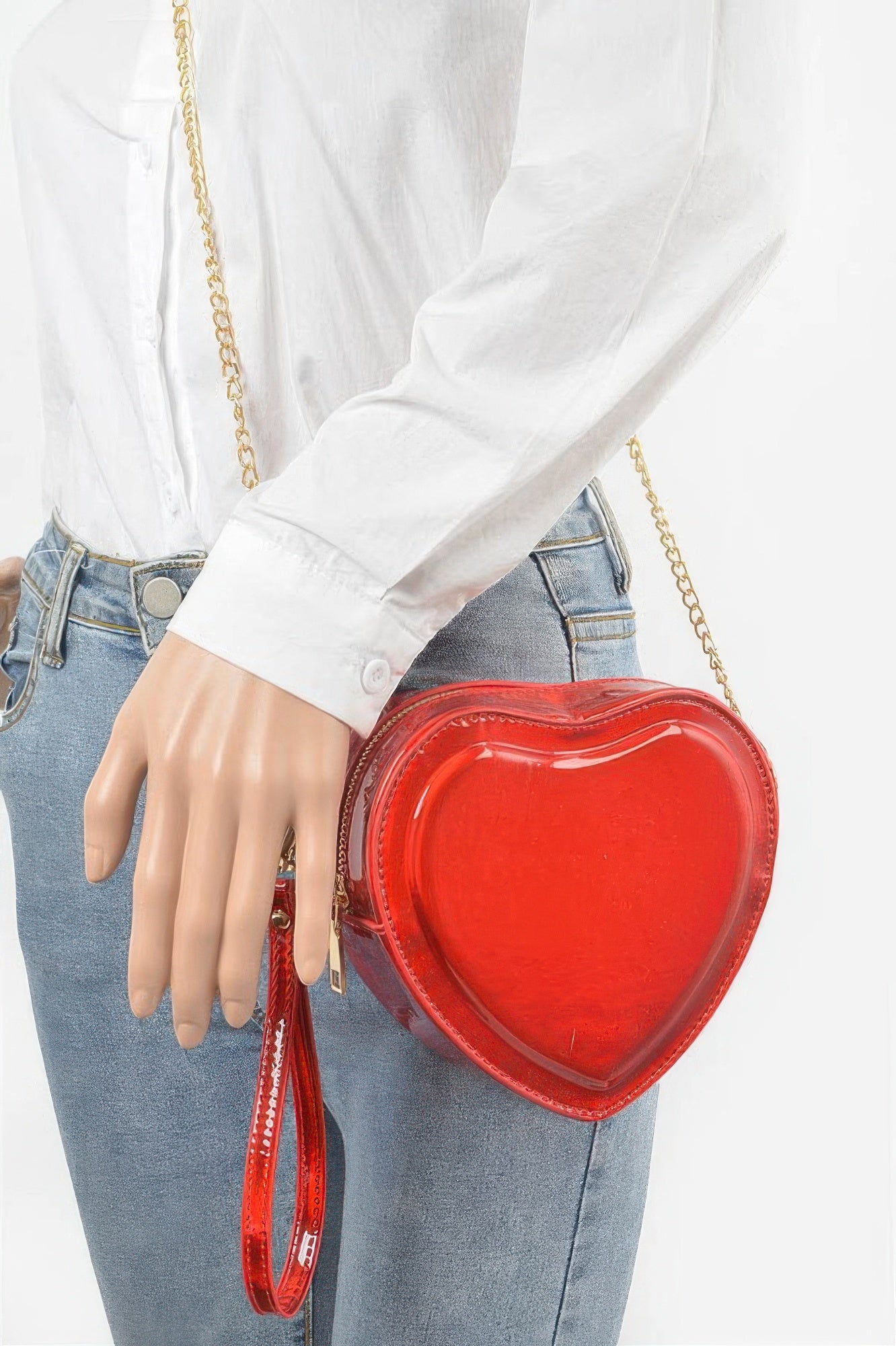 Heart Shape Mirror Metallic Crossbody Bag - Fashions Envy