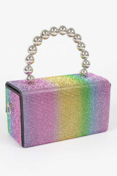Rhinestone Ball Chain Handle Bag - Fashions Envy