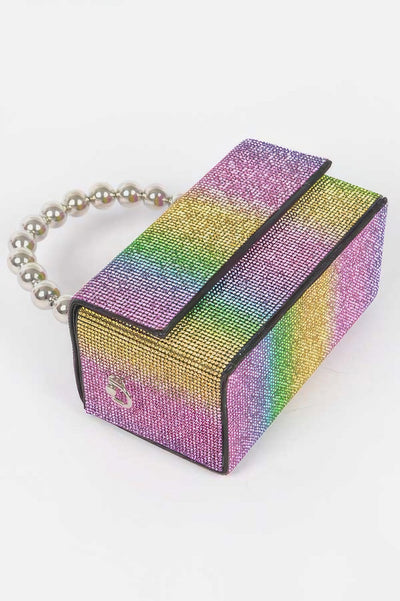 Rhinestone Ball Chain Handle Bag - Fashions Envy