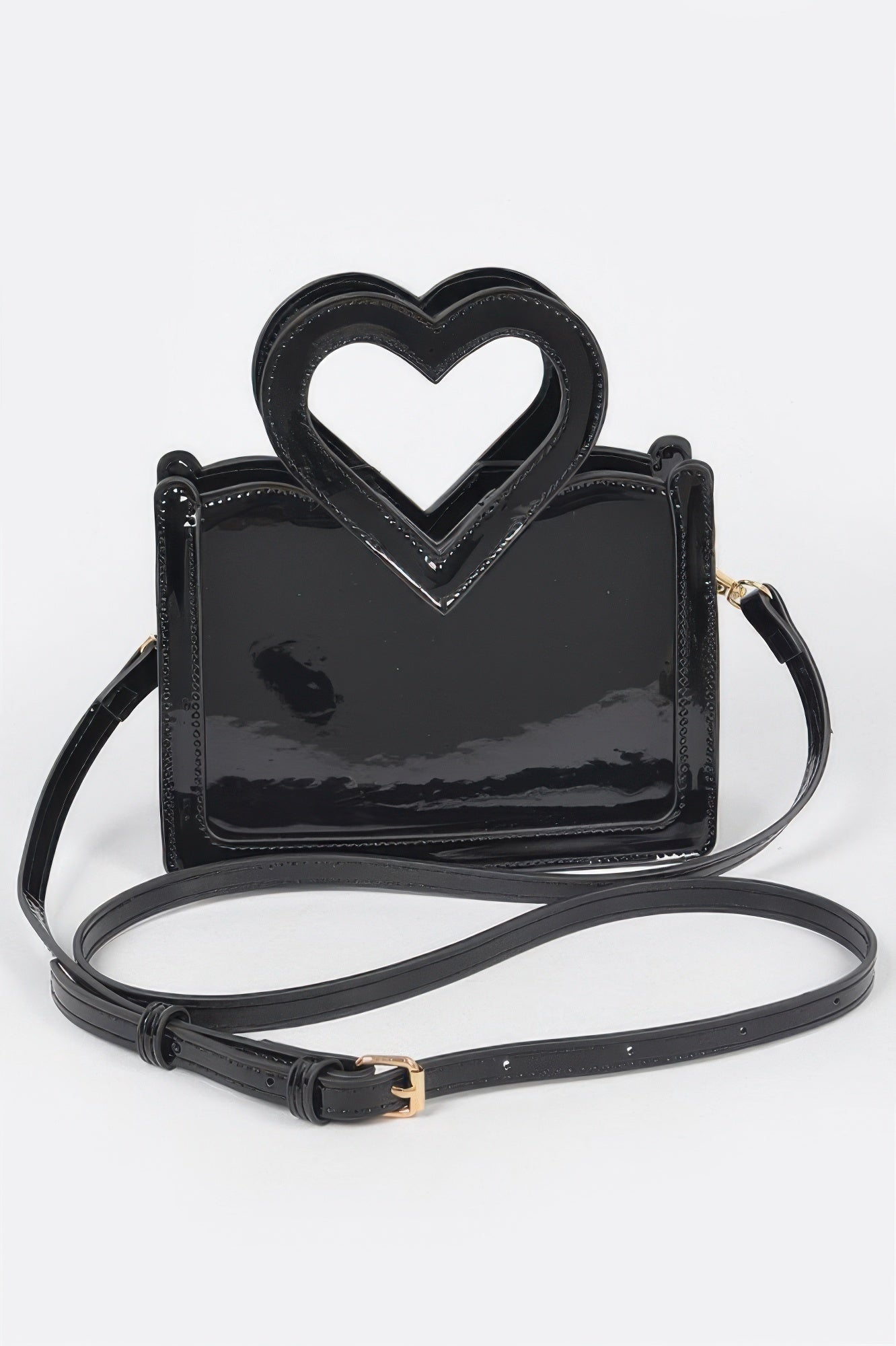 Top Handle Mini Bag - Heart Shaped Glossy Enamel