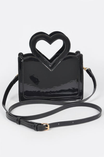 Top Handle Mini Bag - Heart Shaped Glossy Enamel