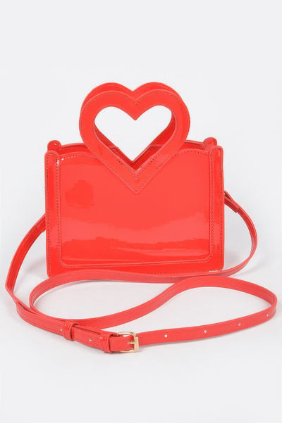 Top Handle Mini Bag - Heart Shaped Glossy Enamel