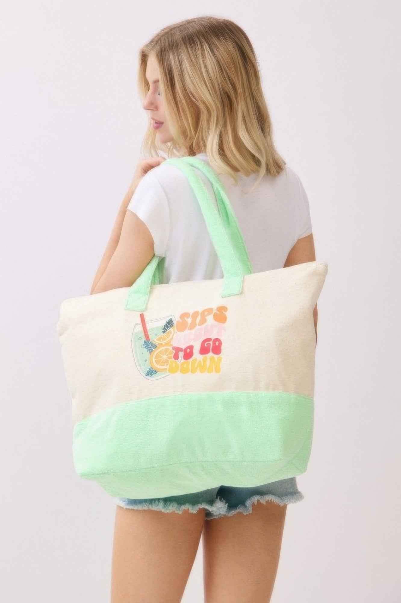 Sips About To Go Down Terry Tote