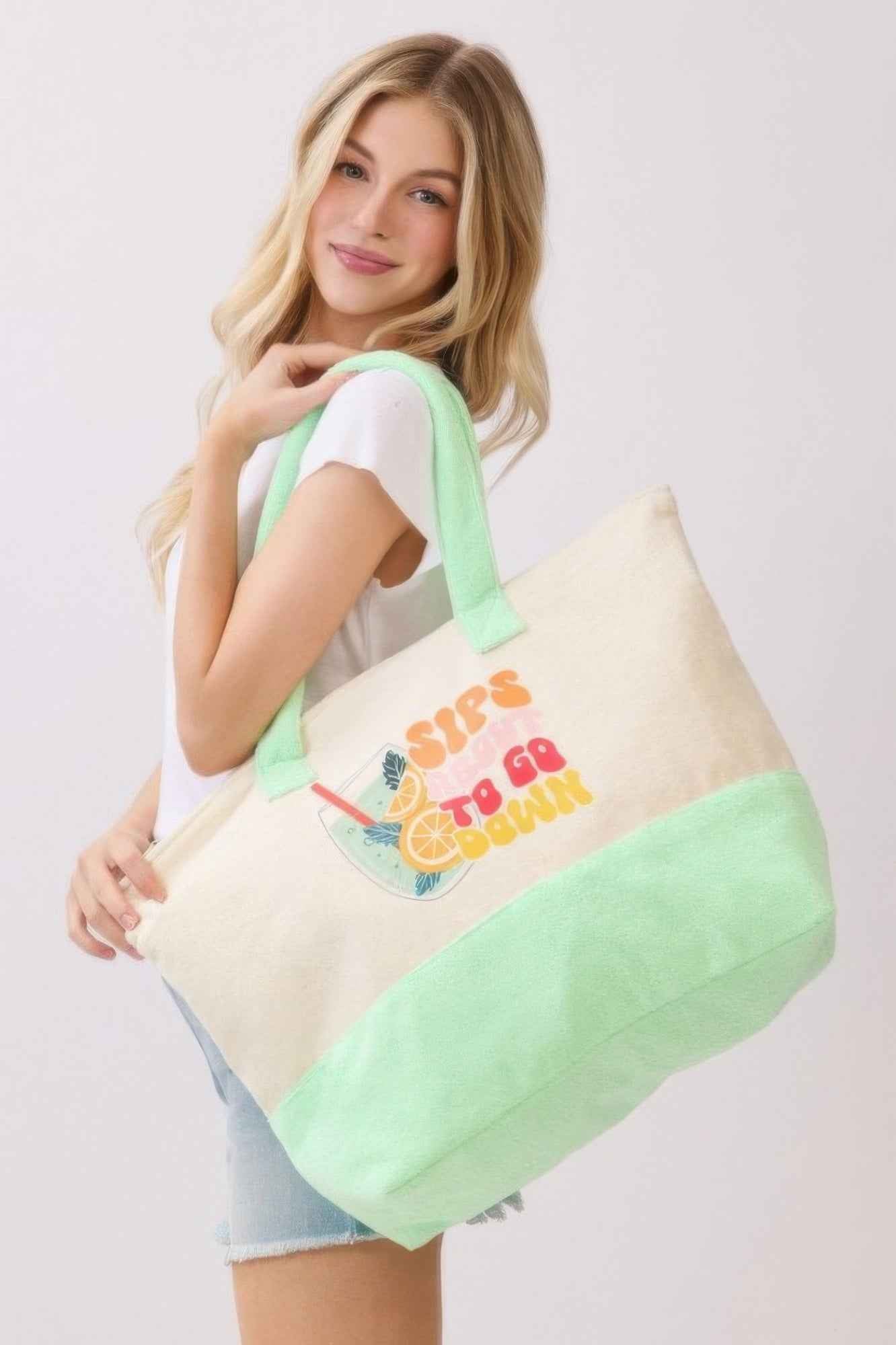 Sips About To Go Down Terry Tote