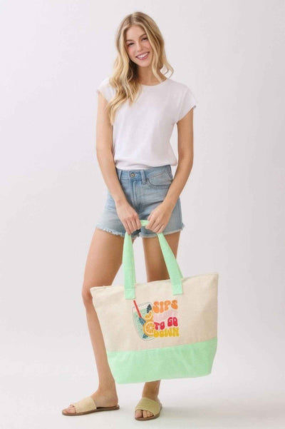 Sips About To Go Down Terry Tote