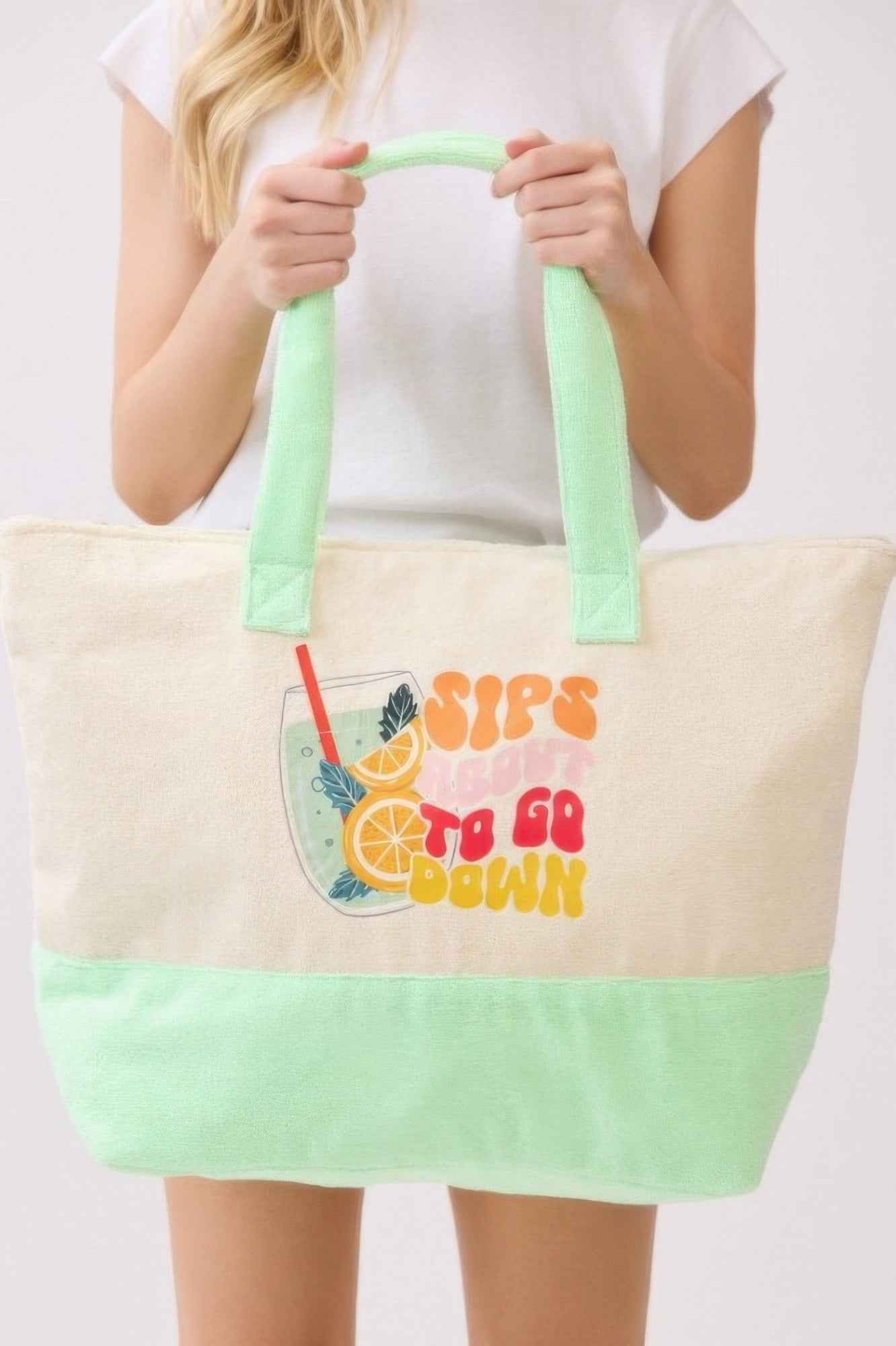 Sips About To Go Down Terry Tote