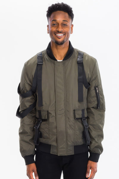 Utility Jacket - Tactical Strap Bomber Men's Functional - Fashions Envy