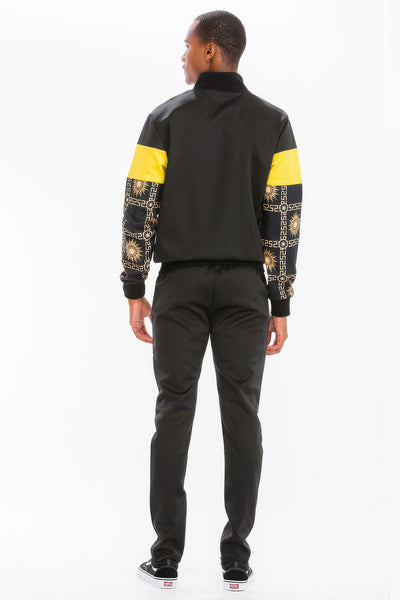 Men's Track Set - Printed Poly Span Hooded Jacket - Fashions Envy