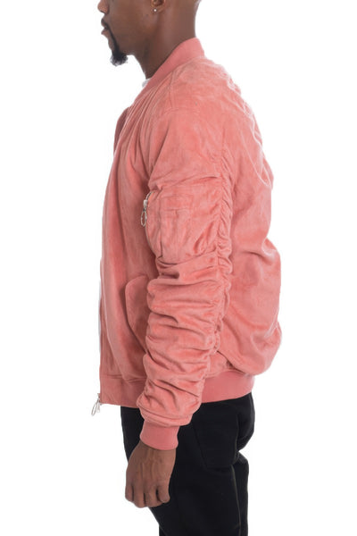 Bomber Jacket - Suede Velvet Scrunched Men's Luxe - Fashions Envy