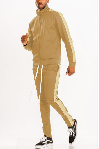 Men's Track Set - Single Stripe Full-Zip Jacket - Fashions Envy