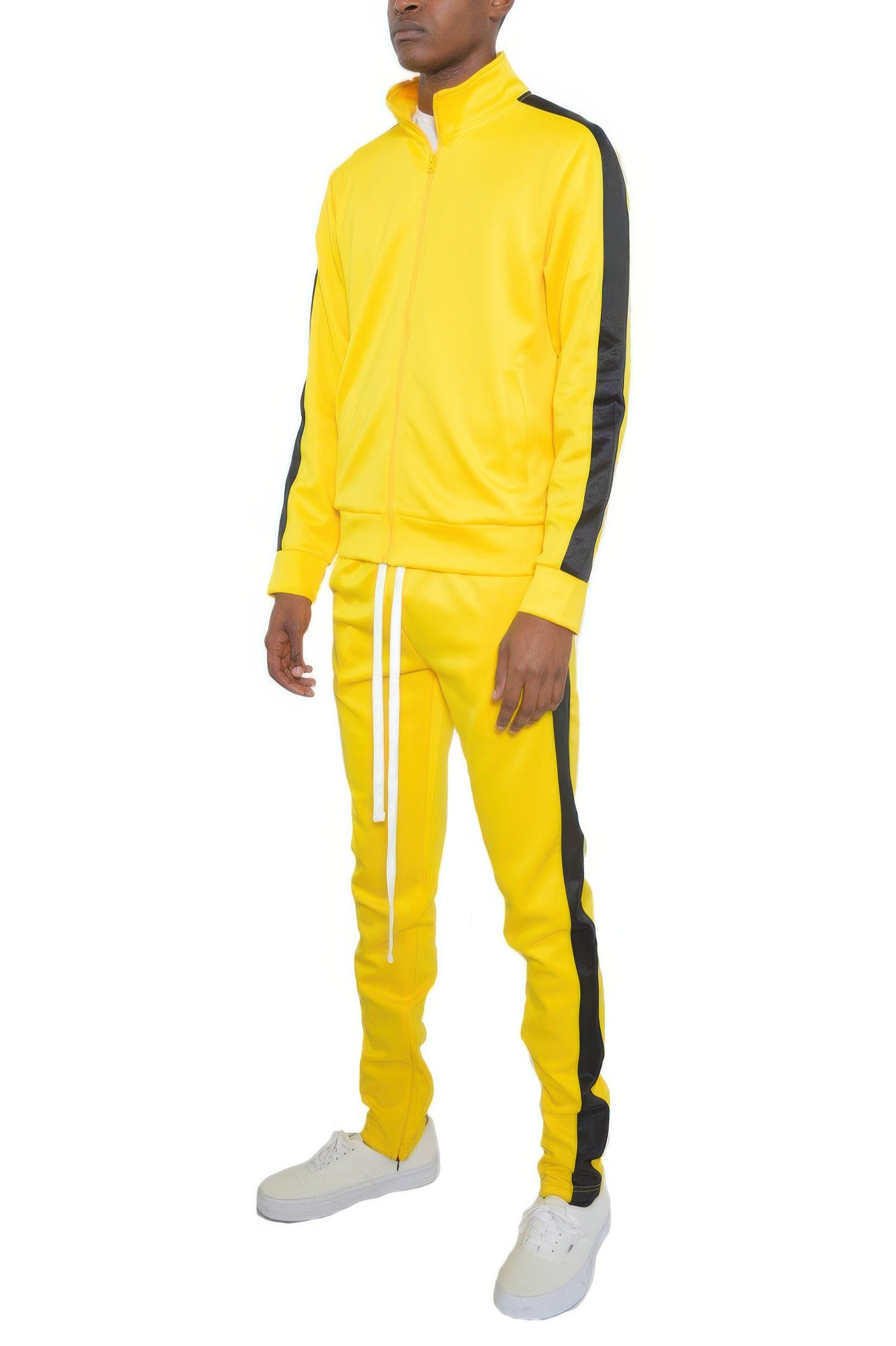 Men's Track Set - Single Stripe Full-Zip Jacket - Fashions Envy