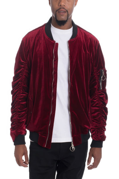 Bomber Jacket - Slim Fit Wrinkled Sleeve Men's Casual - Fashions Envy