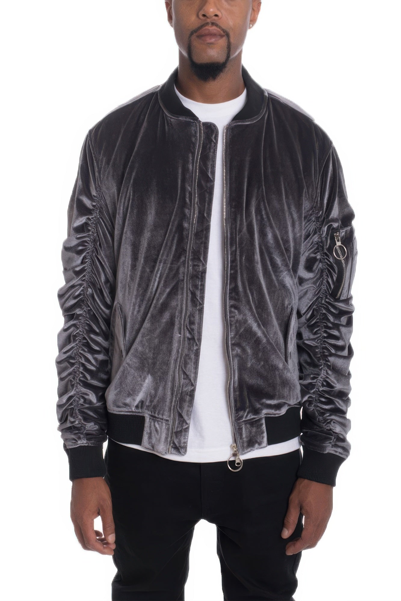Bomber Jacket - Slim Fit Wrinkled Sleeve Men's Casual - Fashions Envy