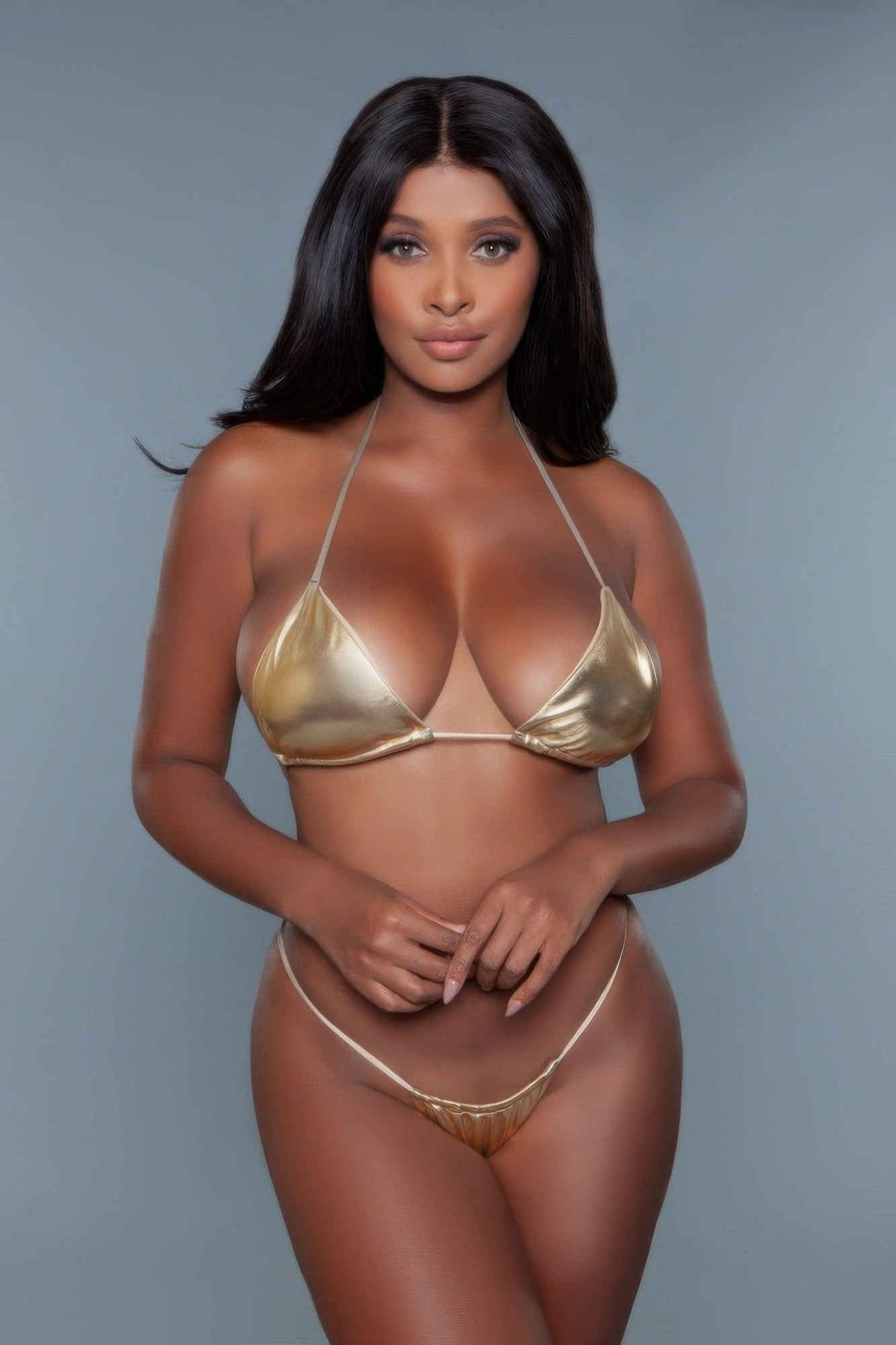 BE WICKED Metallic Shimmer Bikini - Triangle Tie Side Set