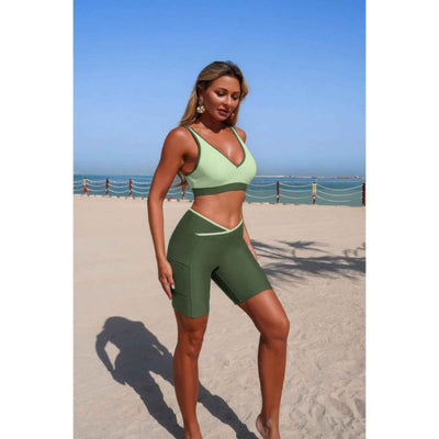Color Block Sleeveless Yoga Set - Soft Stretch Activewear