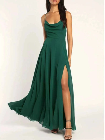 Slit Maxi Dress - Lace-Up Backless Gown