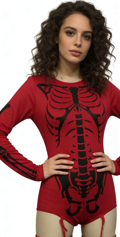Women's Halloween Costume Bodysuit - Skeleton and Masked Styles