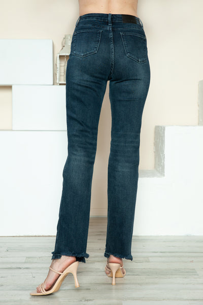 Judy Blue Full Size Button Fly Hem Destroy Straight Jeans - Fashions Envy