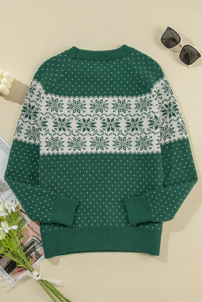 Graphic Round Neck Long Sleeve Sweater