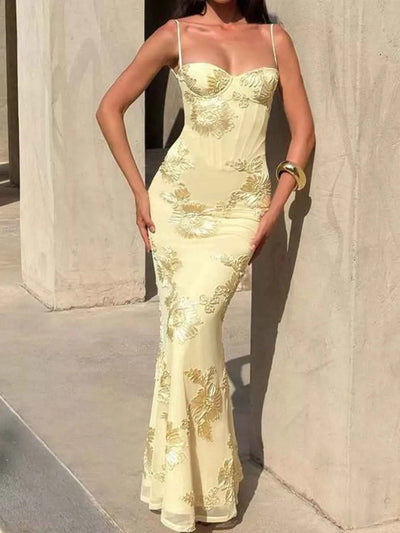 Sweetheart Neck Maxi Dress - Spaghetti Strap Prom Gown