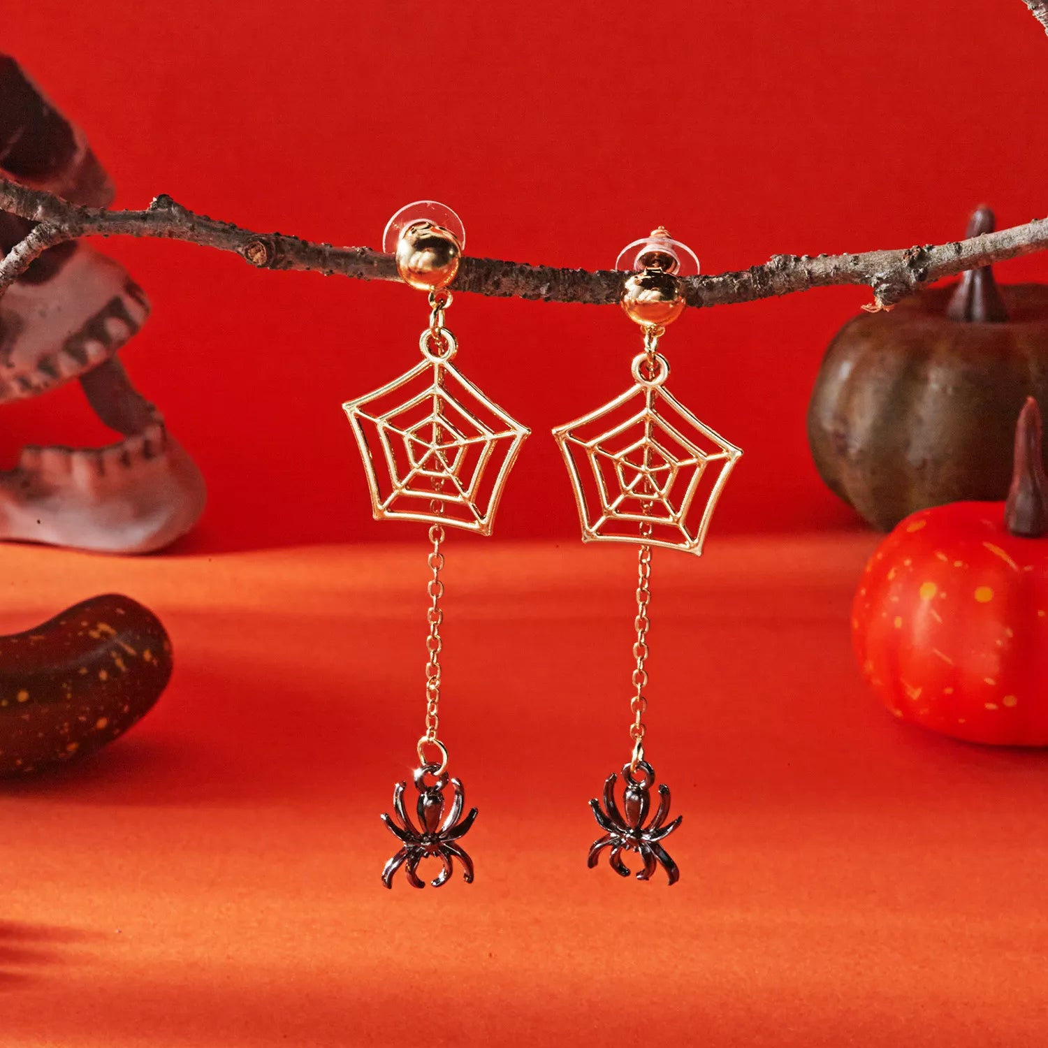 18K Gold-Plated Spider Drop Earrings - Fashions Envy