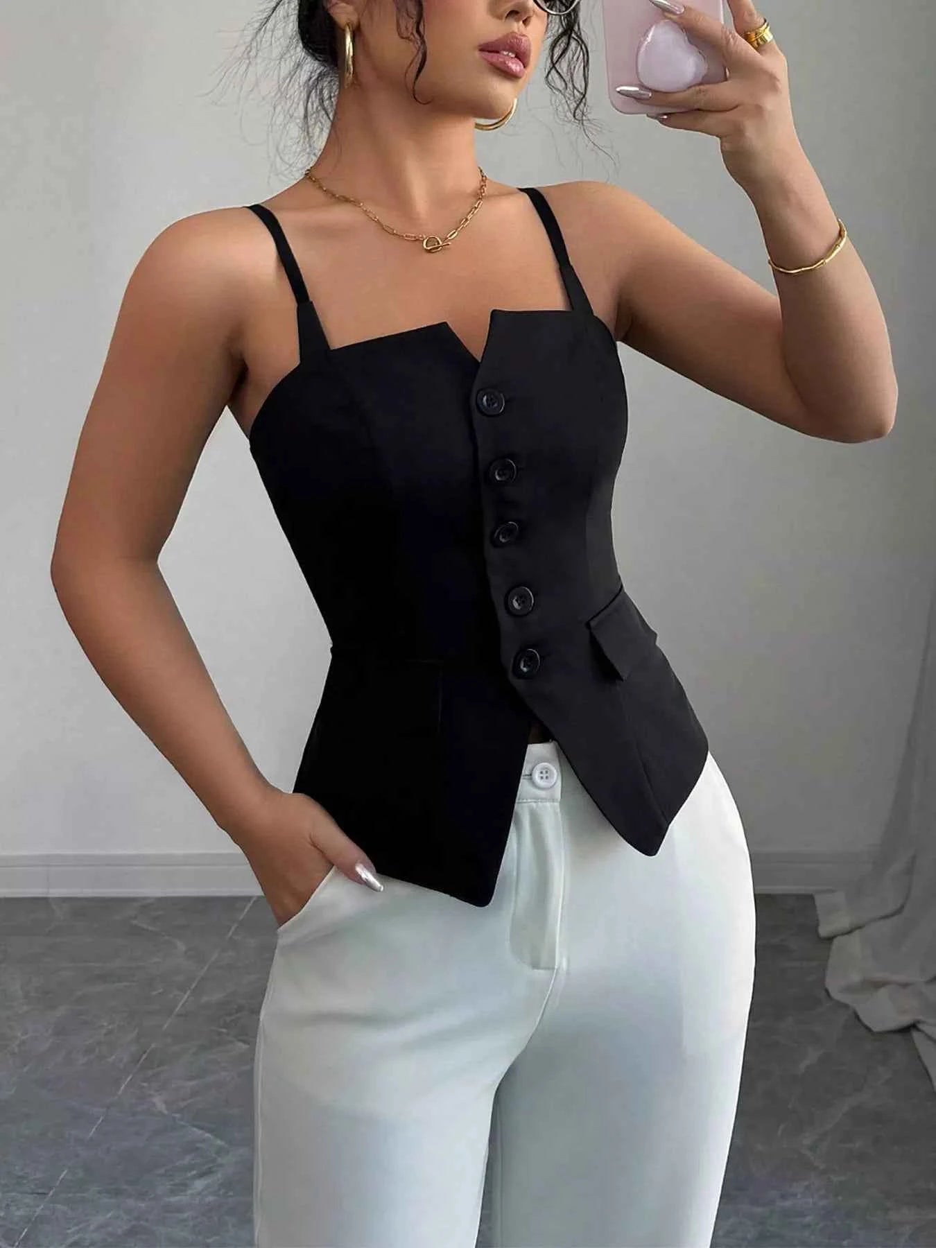 Button-Front Cami Top