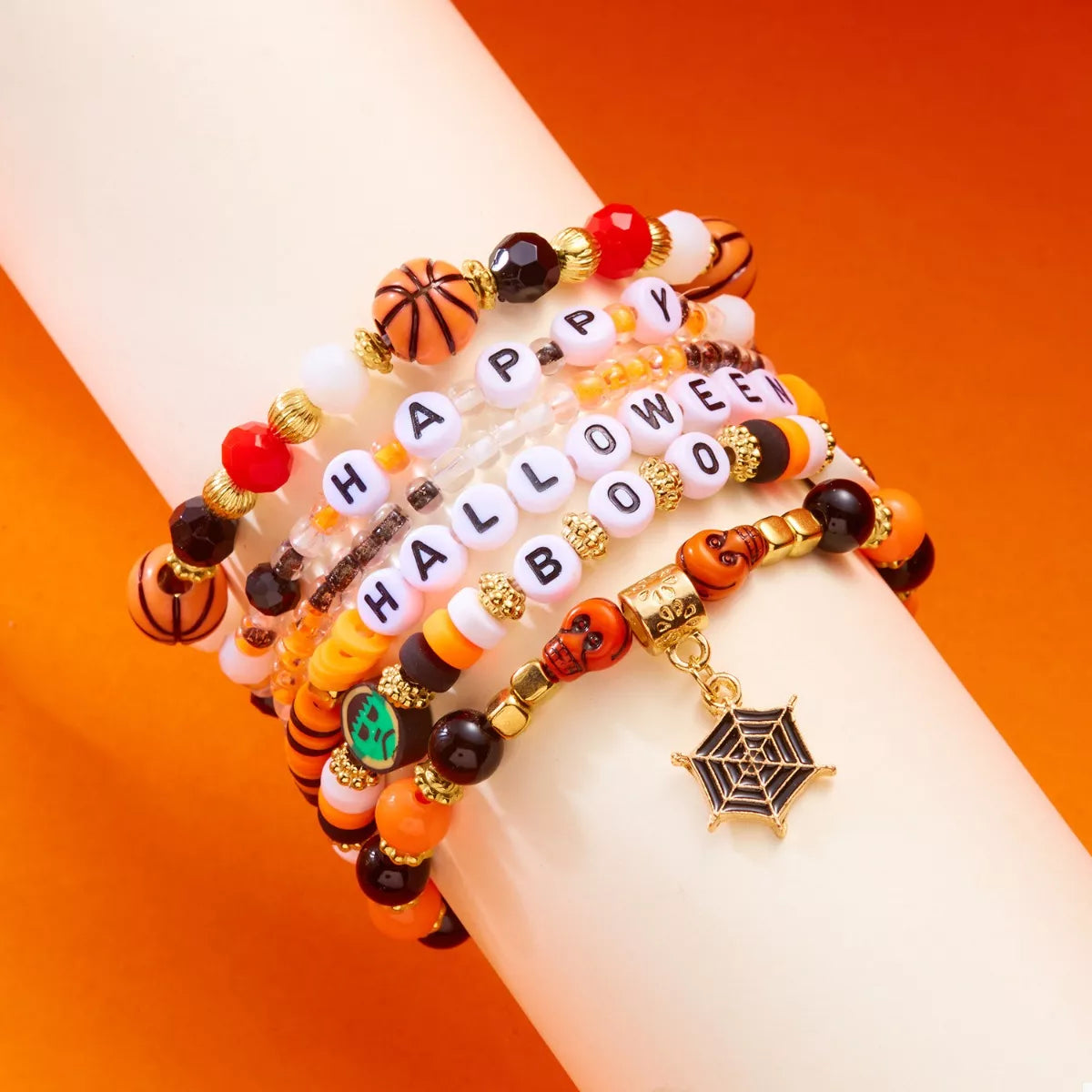 6 Piece Halloween Letter Beaded Bracelet - Fashions Envy