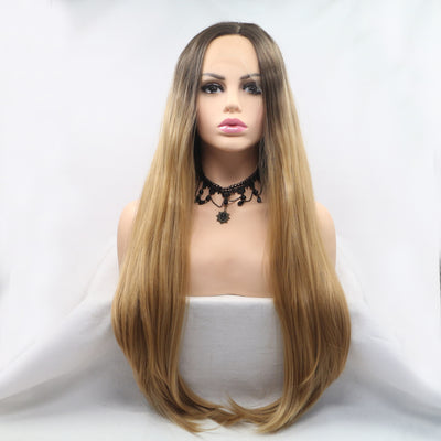13*3" Lace Front Wigs Synthetic Long Straight 24" 130% Density - Fashions Envy