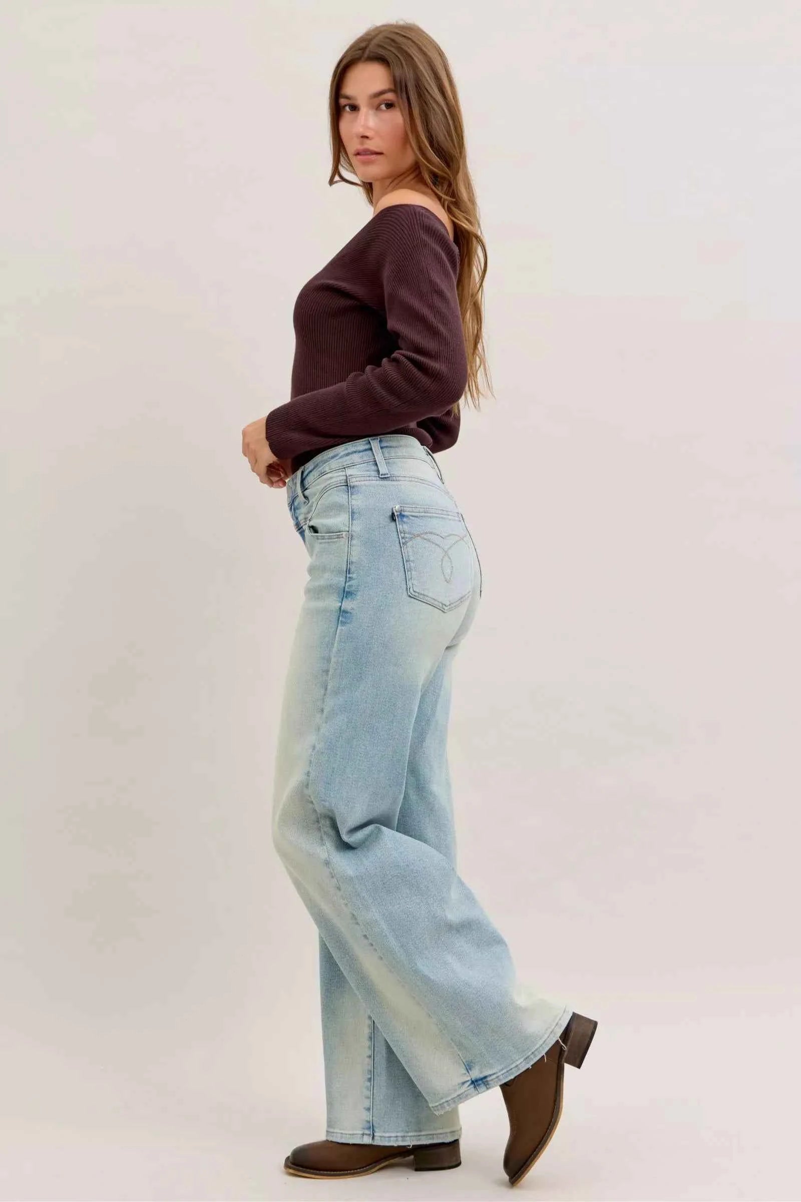 Judy Blue High Waist Column Straight Jeans - Medium Wash