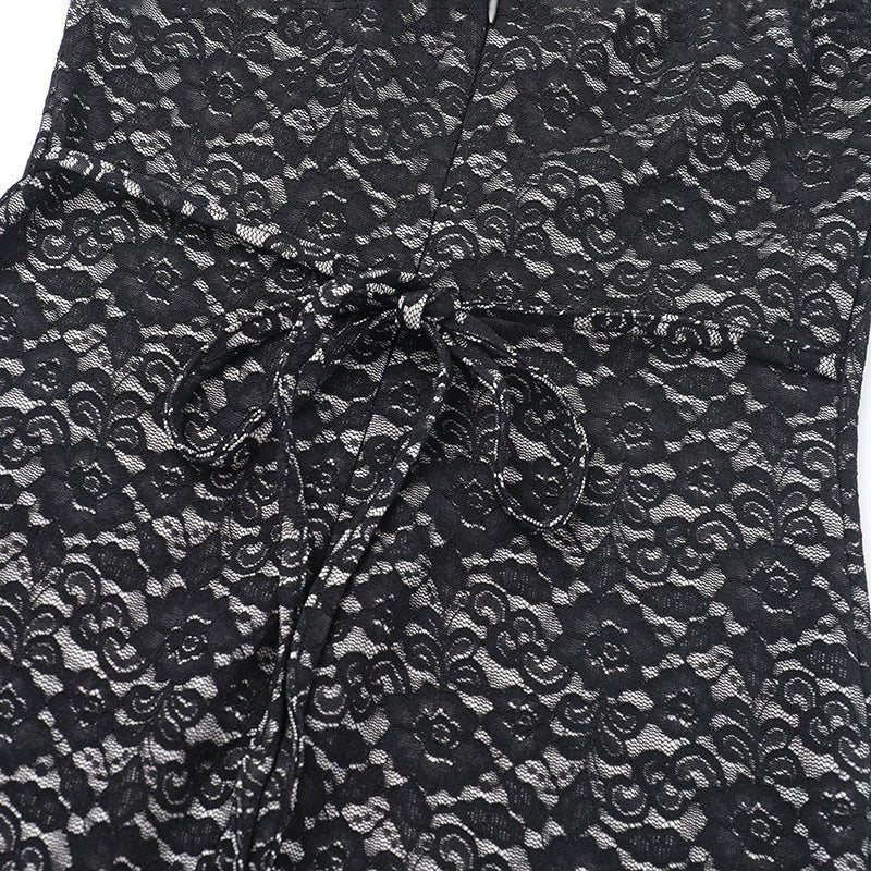Floral Lace Maxi Dress - Square Neck and Slim Silhouette