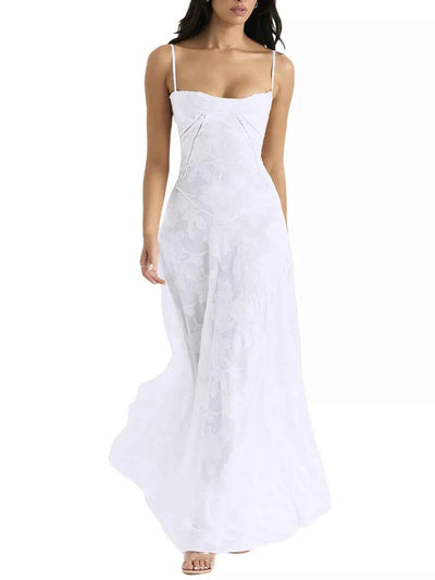 Black Maxi Dress - Lace Spaghetti Strap Gown